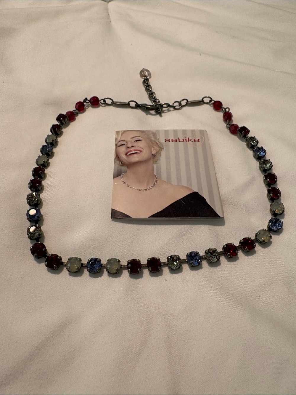 Sabika Red and Blue Crystal Necklace